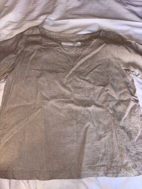 notPERFECTLINEN Natural Beige Linen Top